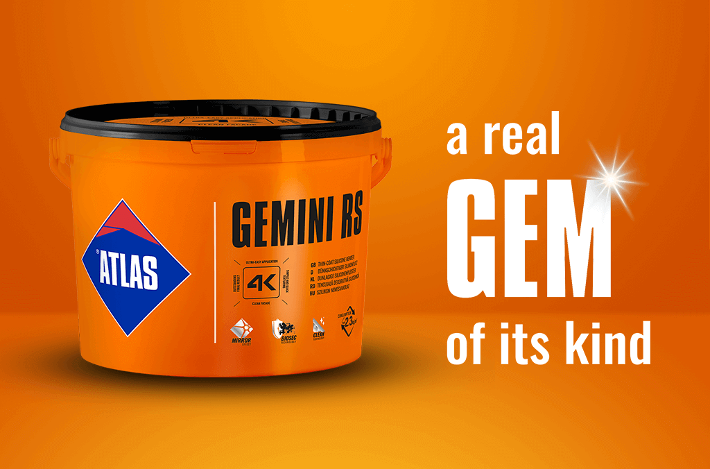 Silicone render ATLAS GEMINI RS 1.5mm white dotted 25kg - pallet of 24 buckets