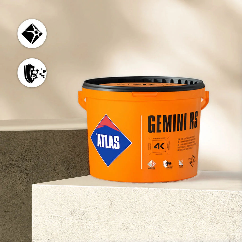 Silicone render ATLAS GEMINI RS 1.5mm white dotted 25kg - pallet of 24 buckets