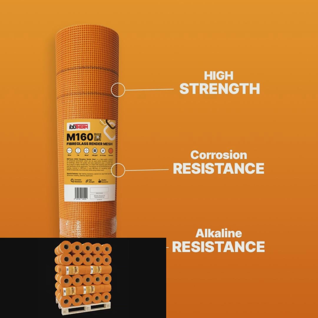 Fiberglass render mesh orange IBBTherm M160 - pallet of 30 rolls
